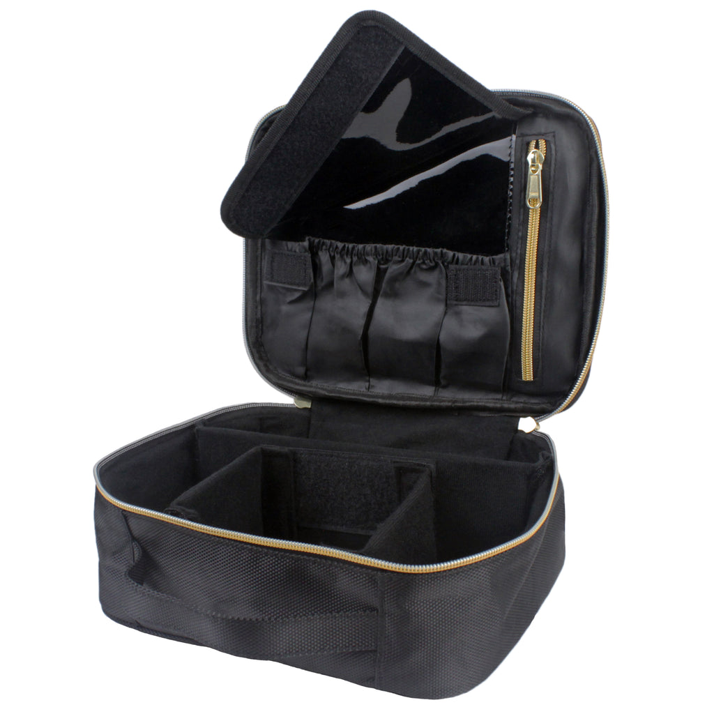 Travel Makeup Case, Adjustable Divider Makeup Bag, Black