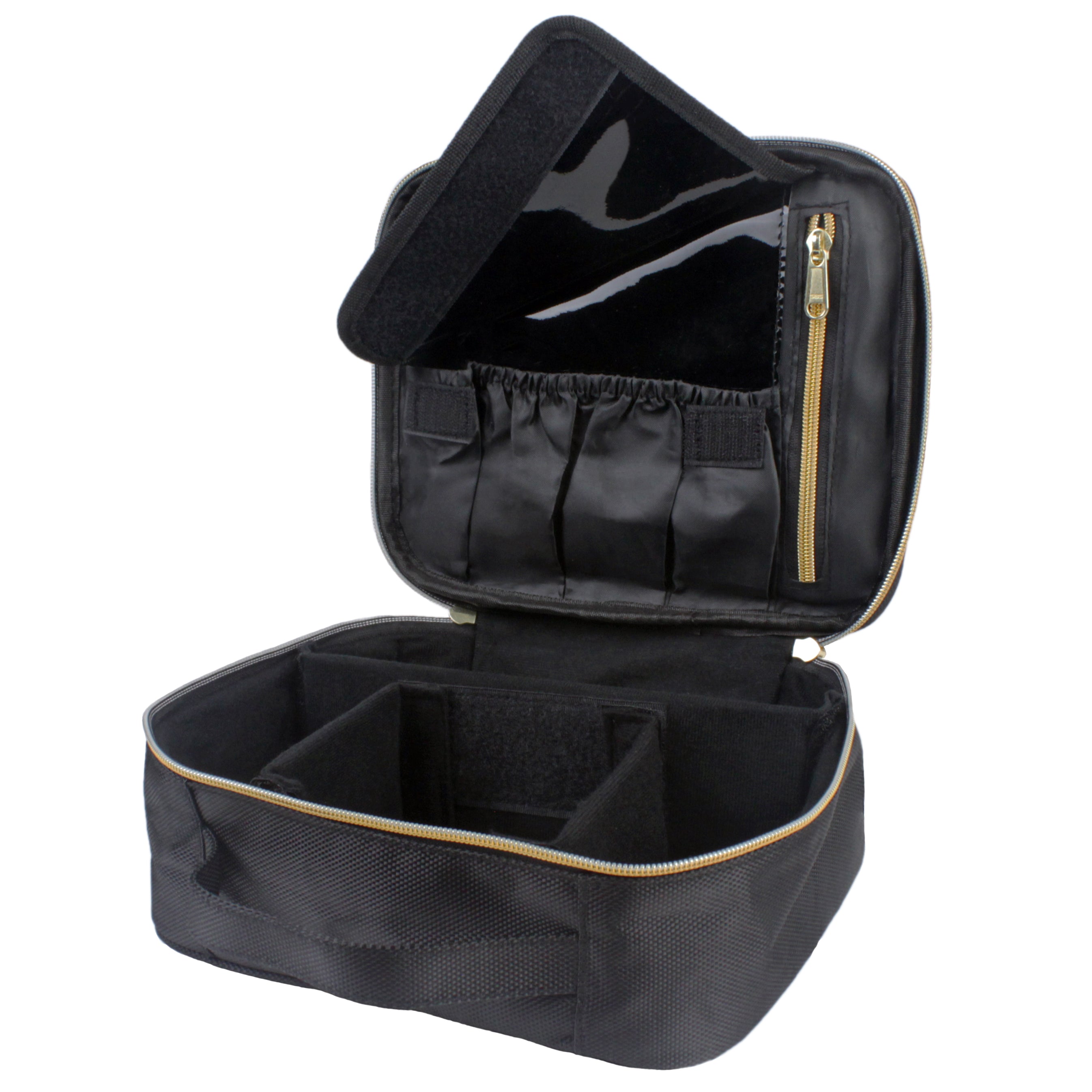 Travel Makeup Case, Adjustable Divider Makeup Bag, Black