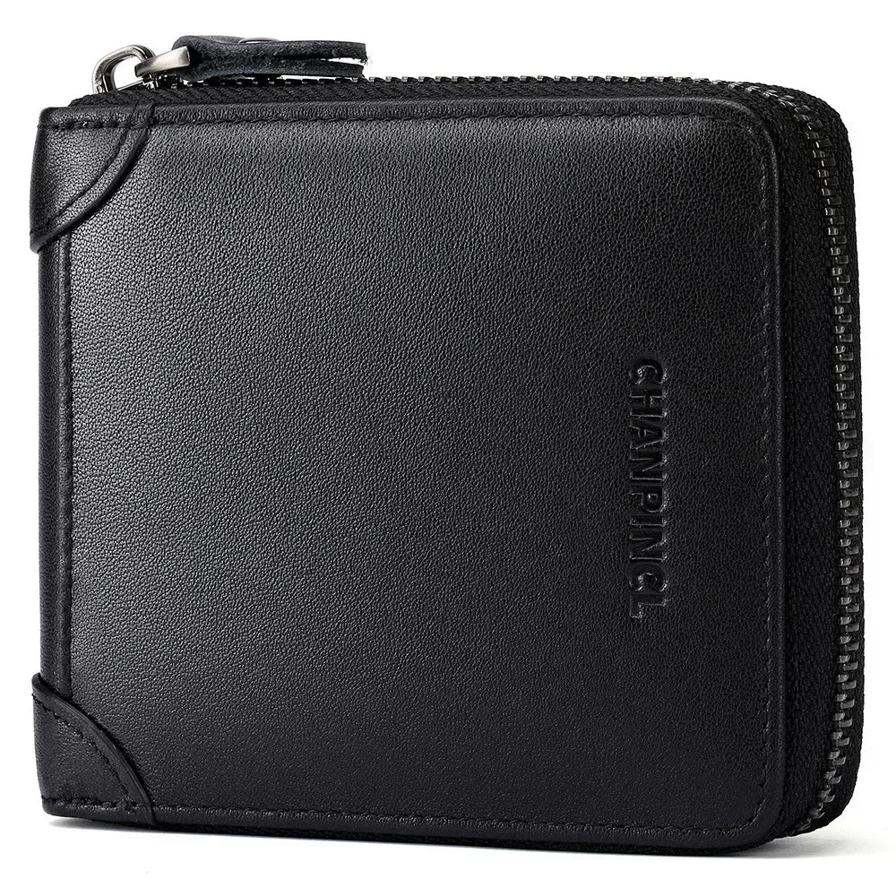 Genuine Cowhide Leather Wallets for Men Brands Luxury Card Wallet Men Card Holders with Coin Pocket Rfid Wallets Gifts for Men