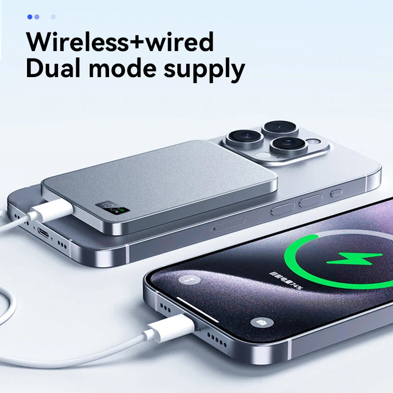 10000Mah Thin Magnetic Wireless Power Bank PD25W Fast Charging Portable External Battery for Magsafe for Iphone Samsung