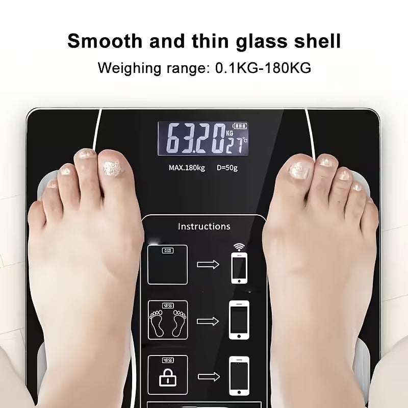 Gentleman Boutique "Aura Precision" Intelligent Digital Bathroom Scale (400 lbs / 180 kg Capacity)