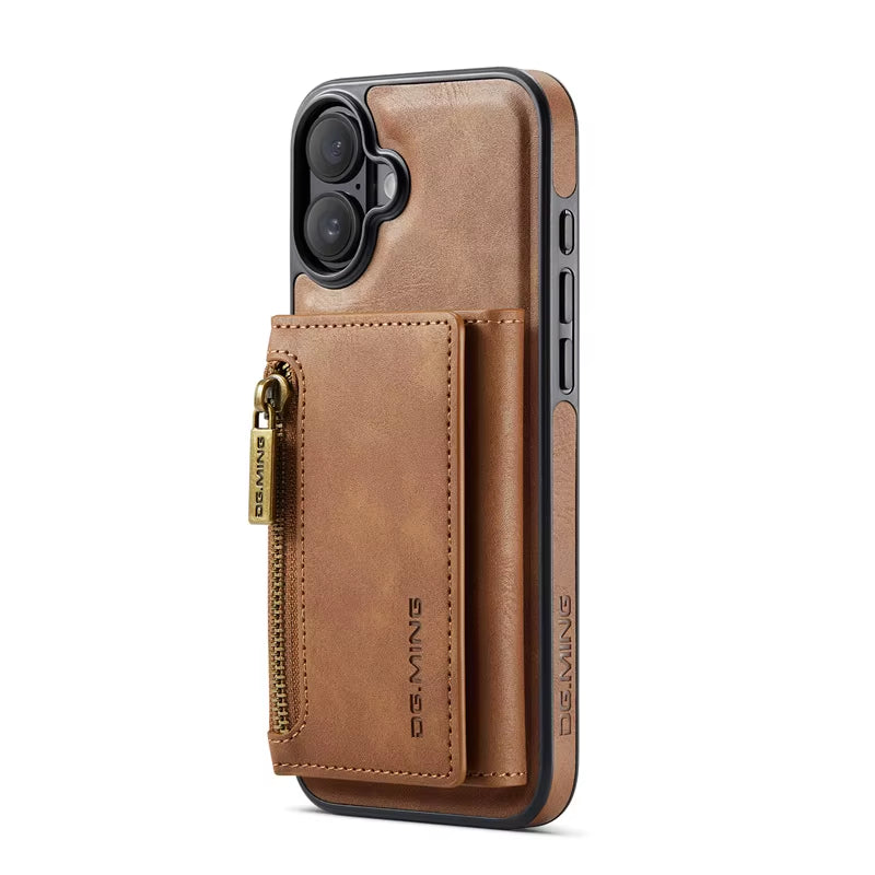 Premium Luxury Wallet Phone Case with Zipper 2 in 1 Detachable Wallet Case with Multi Card Slots for Iphone16 15 14 Pro Max