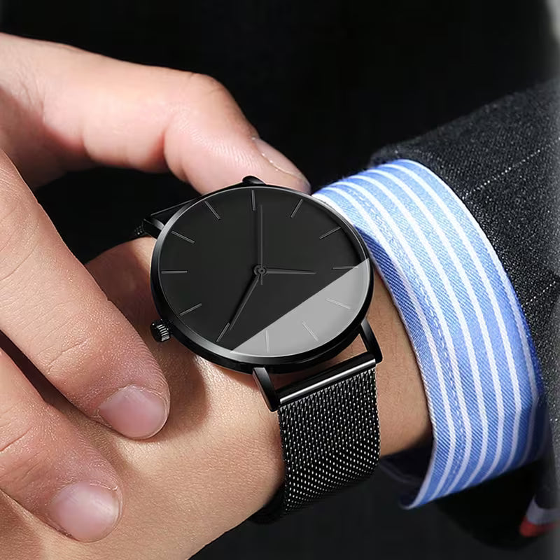 Gentleman Boutique "Aura Executive" 4-Piece Quartz Watch, Bracelet & Necklace Suite