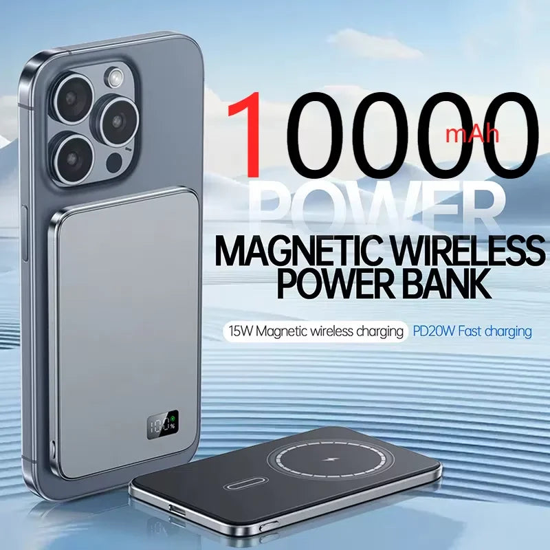 10000Mah Thin Magnetic Wireless Power Bank PD25W Fast Charging Portable External Battery for Magsafe for Iphone Samsung