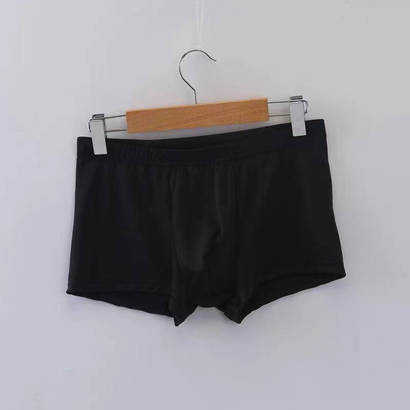 Men'S Ice Silk Solid Color Boxer Shorts