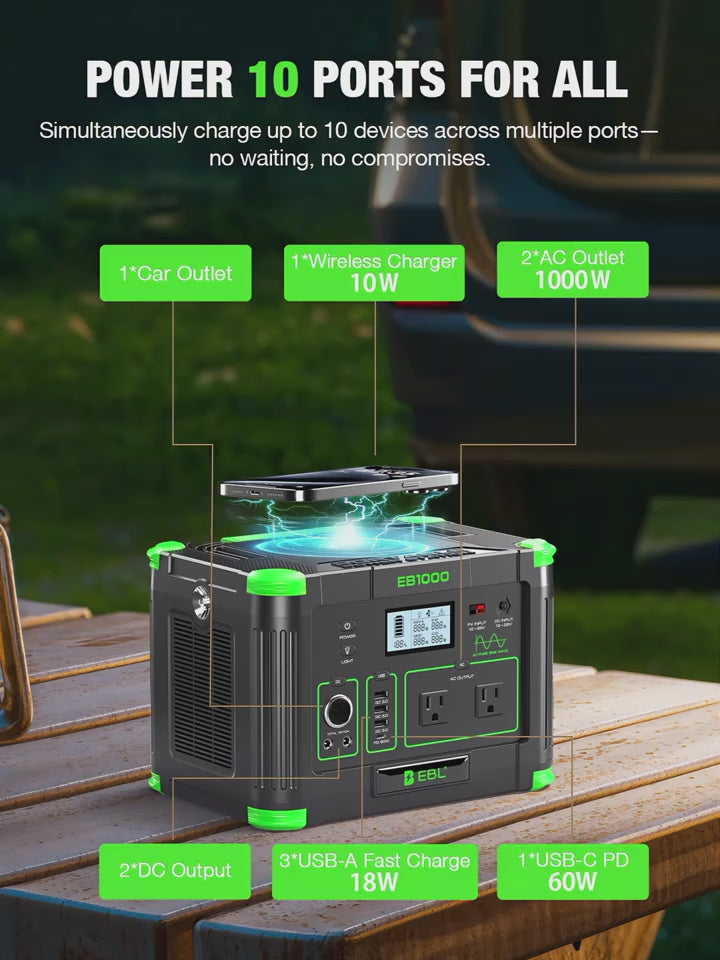 UCB "Aura Power Vault 1000" 1000W / 999Wh Portable Solar Power Station