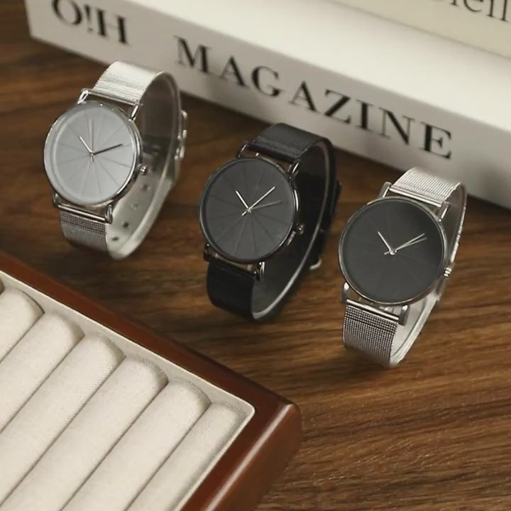 Gentleman Boutique "Aura Executive" 4-Piece Quartz Watch, Bracelet & Necklace Suite