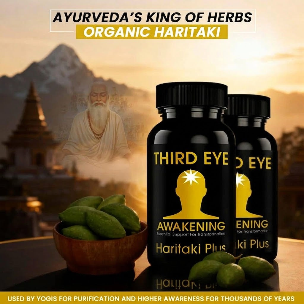 Organic Haritaki Capsules for Third Eye Awakening & Mental Clarity – 100 Vegetarian Capsules (Kailash Herbals)