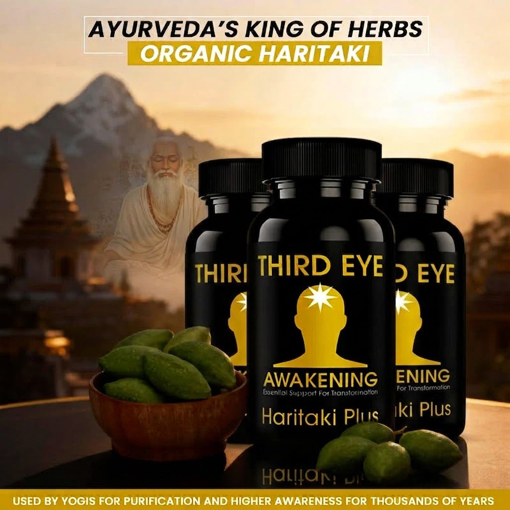 Organic Haritaki Capsules for Third Eye Awakening & Mental Clarity – 100 Vegetarian Capsules (Kailash Herbals)
